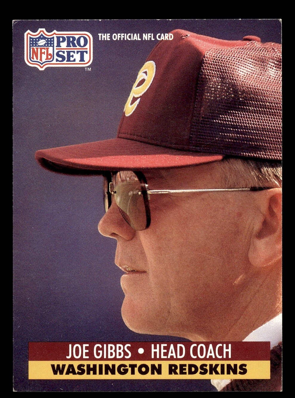 1991 Pro Set FACT Mobil #324 Joe Gibbs Washington Redskins Card